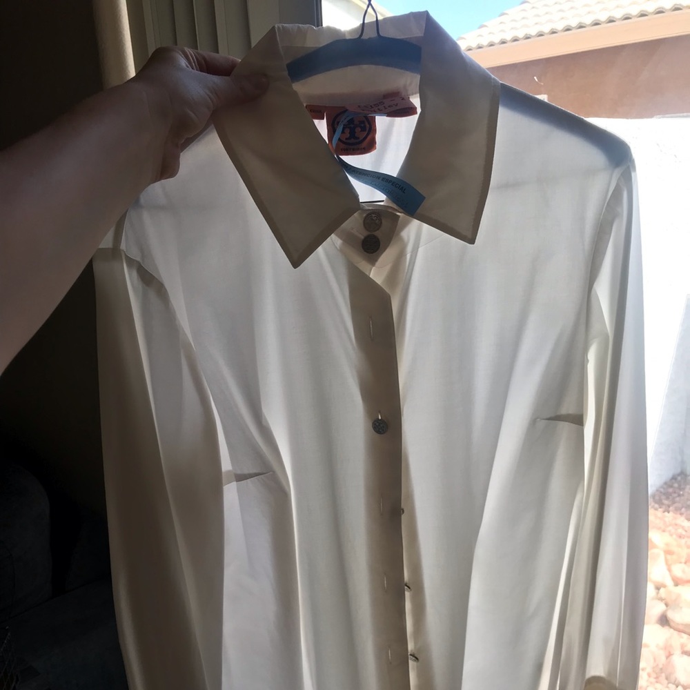 Tory Burch white button up long sleeve